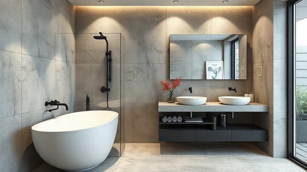 Mikrozement im Badezimmer – Fugenlose Wand- und Bodengestaltung. Fugenloses Design und Vorteile Mikrozement im Badezimmer – Fugenlose Wand- und Bodengestaltung. Fugenloses Design und Vorteile